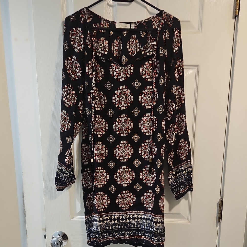 RD Style Black and Red Patterned Swim Coverup